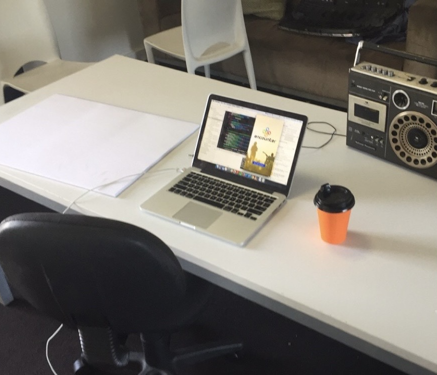 the only photo i have of me working on this (and i'm not even in it)